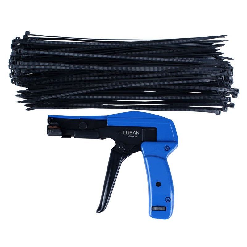 LUBAN Cable Wire Tie Gun With Cable Ties, Professional Fastening Cable Install and Cut Plastic Nylon Ties Tool - Image 1